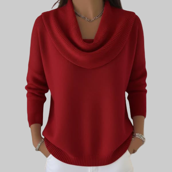 Pull Femme à Col Bénitier Haut Manches Longues
