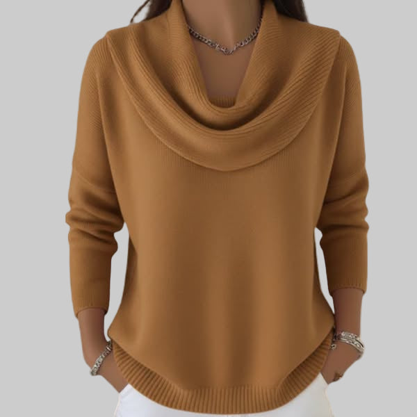 Pull Femme à Col Bénitier Haut Manches Longues
