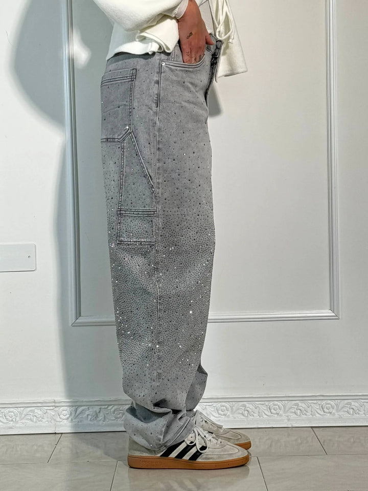 Jean Cargo Femme Taille Haute à Jambes Larges