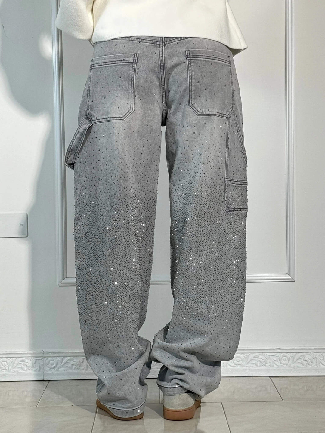 Jean Cargo Femme Taille Haute à Jambes Larges