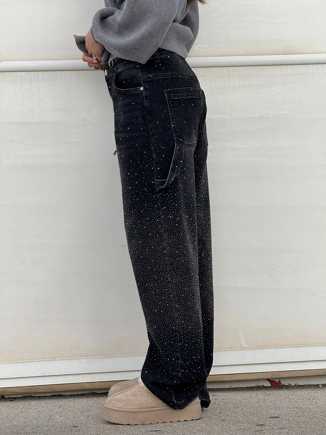 Jean Cargo Femme Taille Haute à Jambes Larges