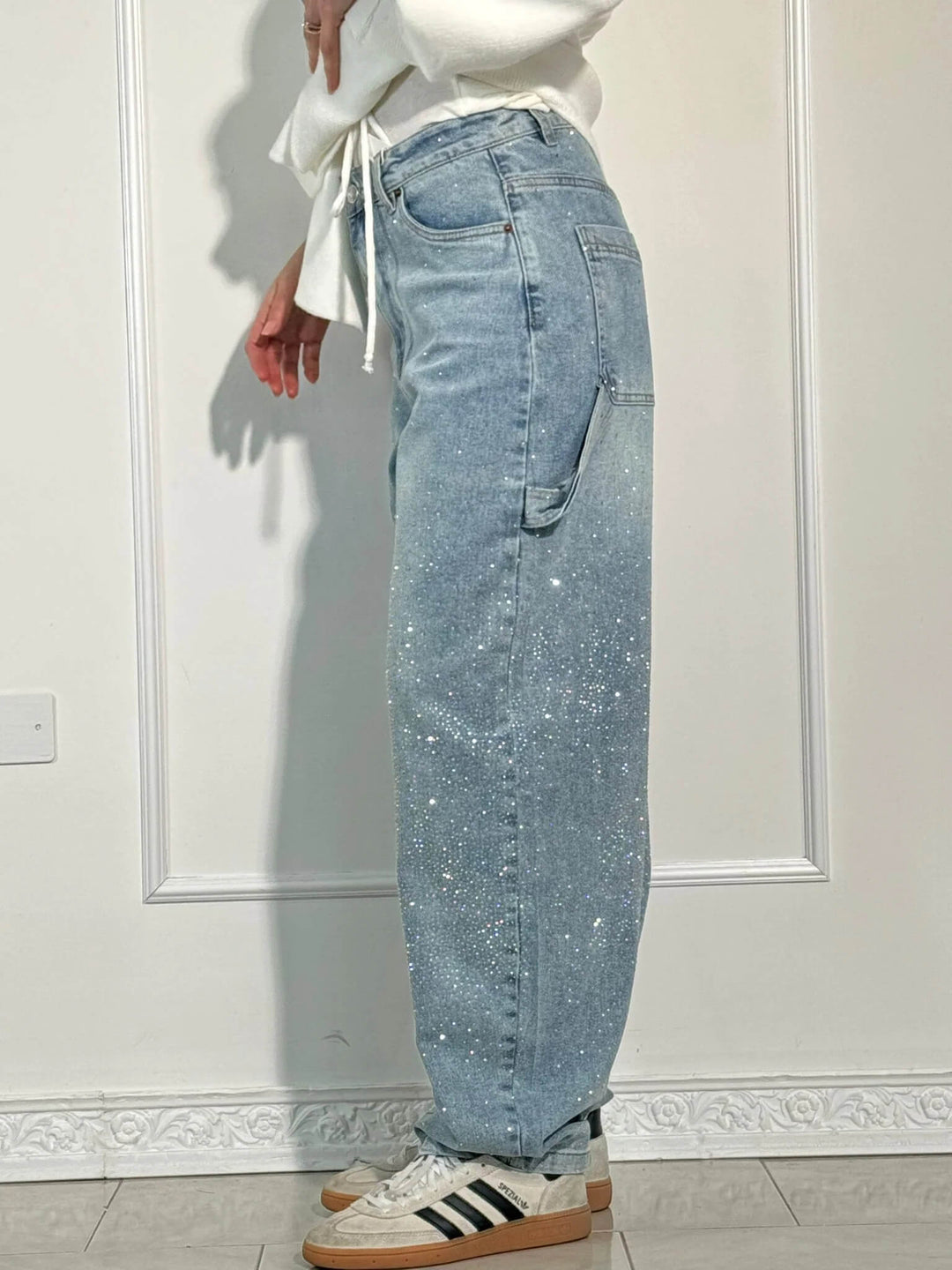 Jean Cargo Femme Taille Haute à Jambes Larges