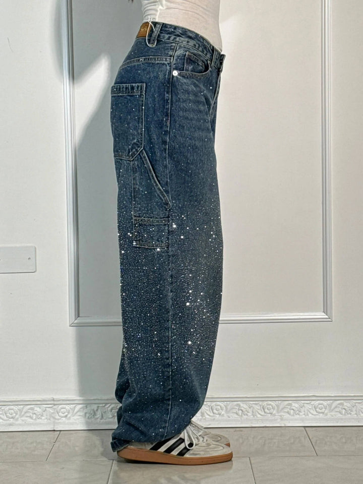 Jean Cargo Femme Taille Haute à Jambes Larges