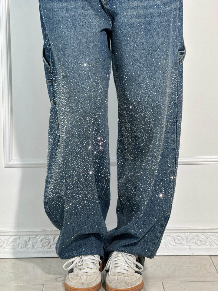 Jean Cargo Femme Taille Haute à Jambes Larges