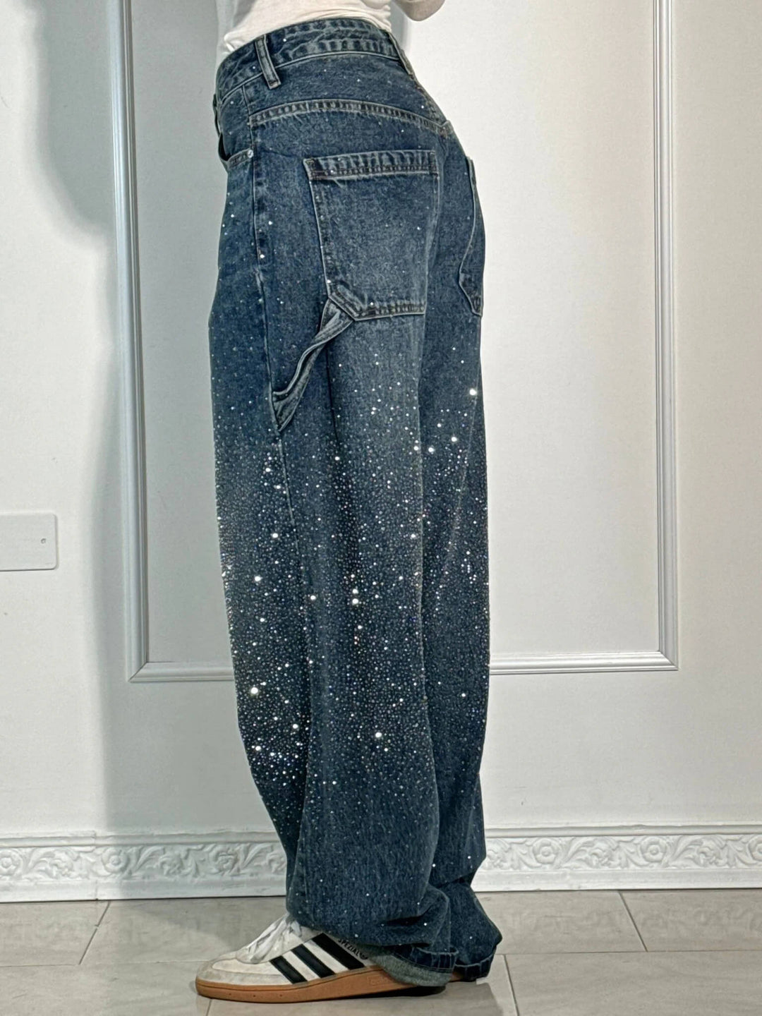 Jean Cargo Femme Taille Haute à Jambes Larges