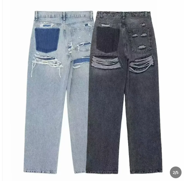 Jean Femme Taille Haute Wide Leg Déchiré
