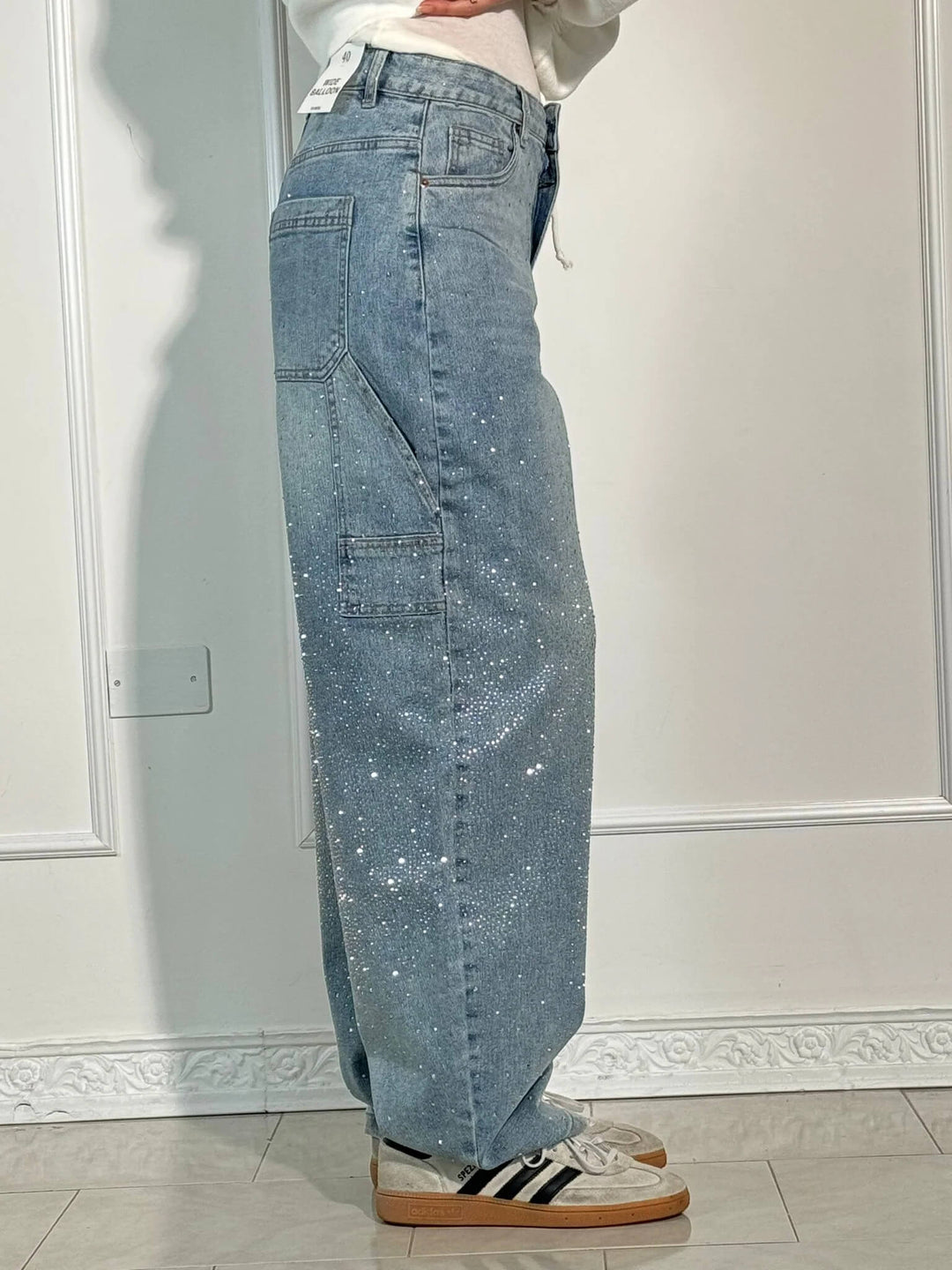 Jean Cargo Femme Taille Haute à Jambes Larges