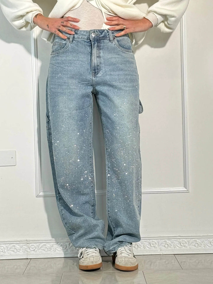 Jean Cargo Femme Taille Haute à Jambes Larges