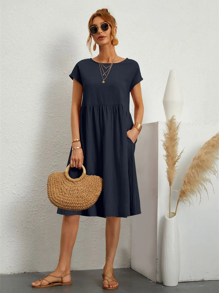 Robe Décontractée Fluide avec Poches pour Femme