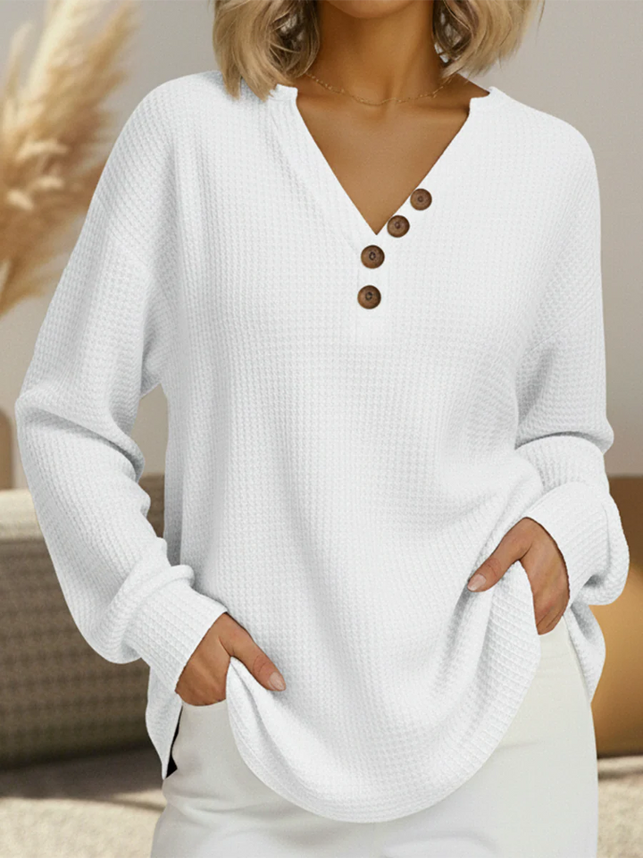 Pull pour femme à manches longues col boutonné