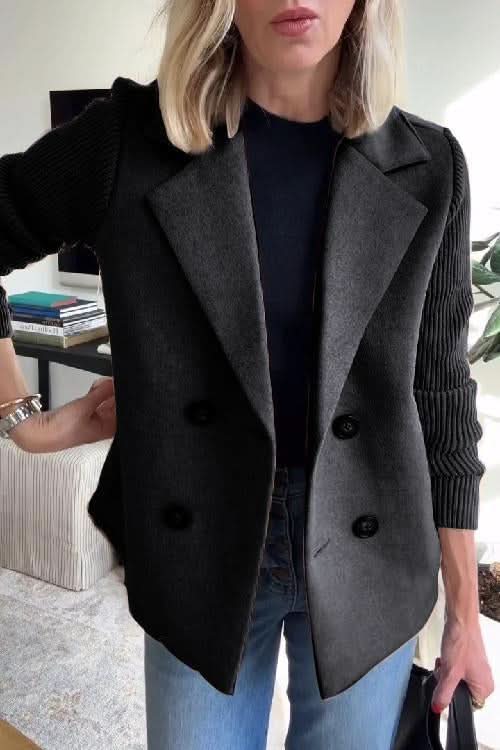 Blazer da donna doppiopetto con maniche in maglia