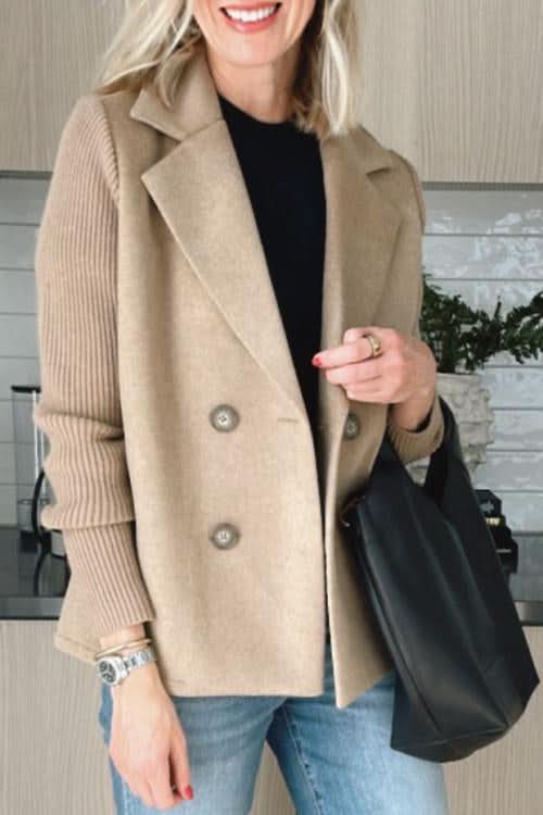 Blazer da donna doppiopetto con maniche in maglia