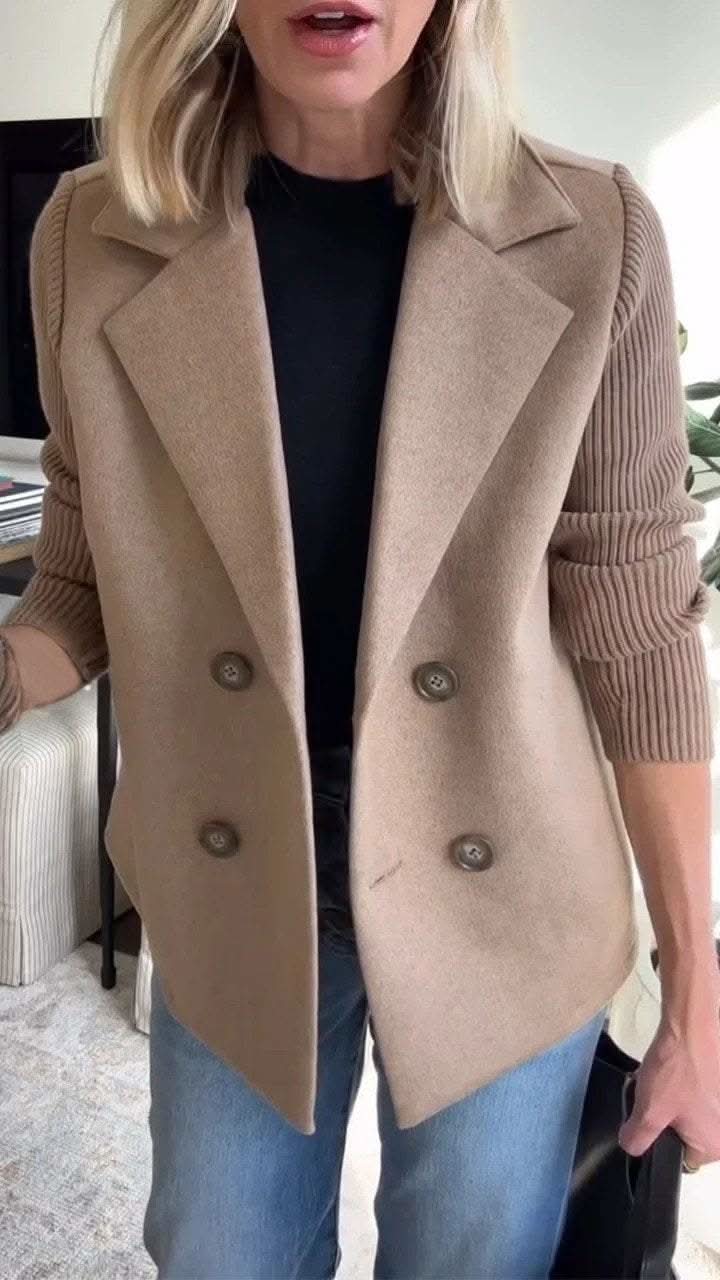 Blazer da donna doppiopetto con maniche in maglia
