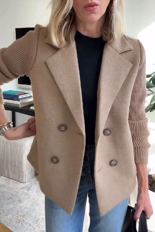 Blazer da donna doppiopetto con maniche in maglia