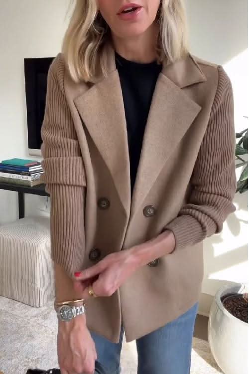 Blazer da donna doppiopetto con maniche in maglia