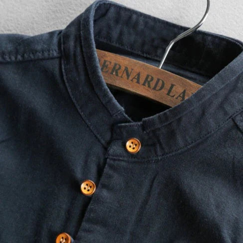 Camicia casual da uomo con colletto alla coreana