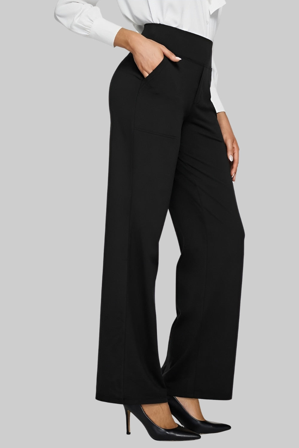 High-Waisted Wide-Leg Women's Pants with Pockets
