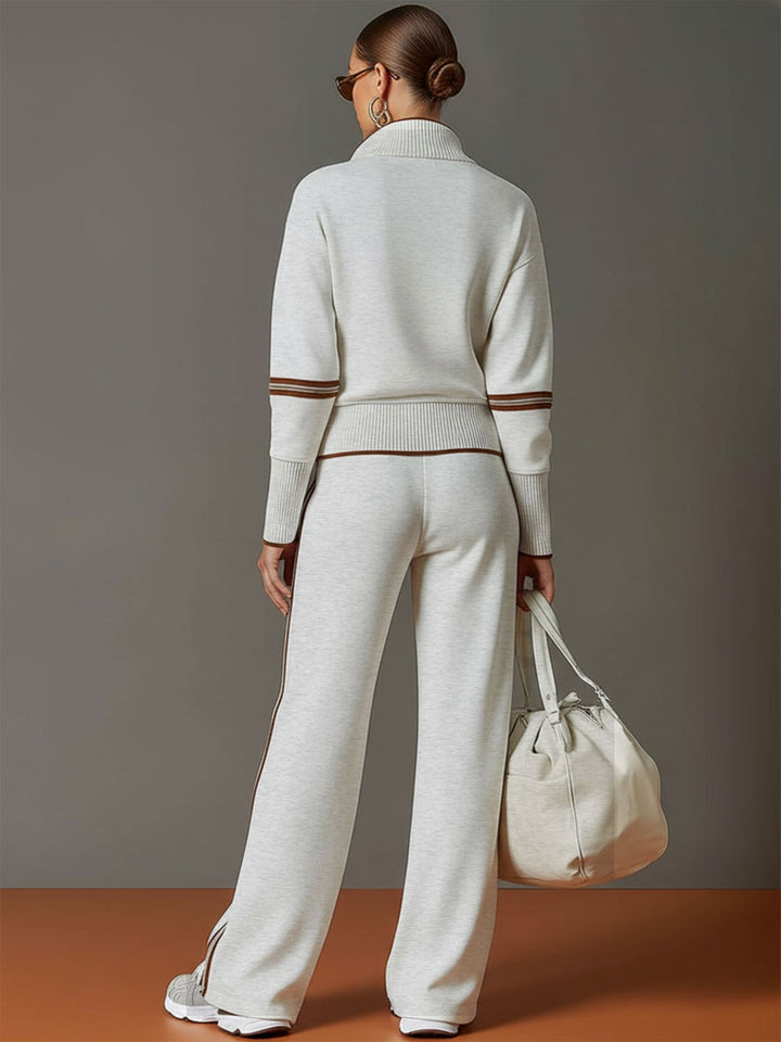 Completo sportivo donna con felpa con zip e pantaloni larghi