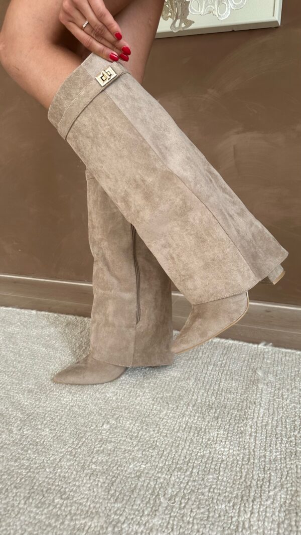 Bottes en Daim à Talon Carré et Boucle pour Femme