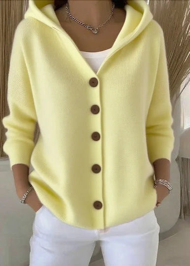 Cardigan Femme à Capuche Boutonné