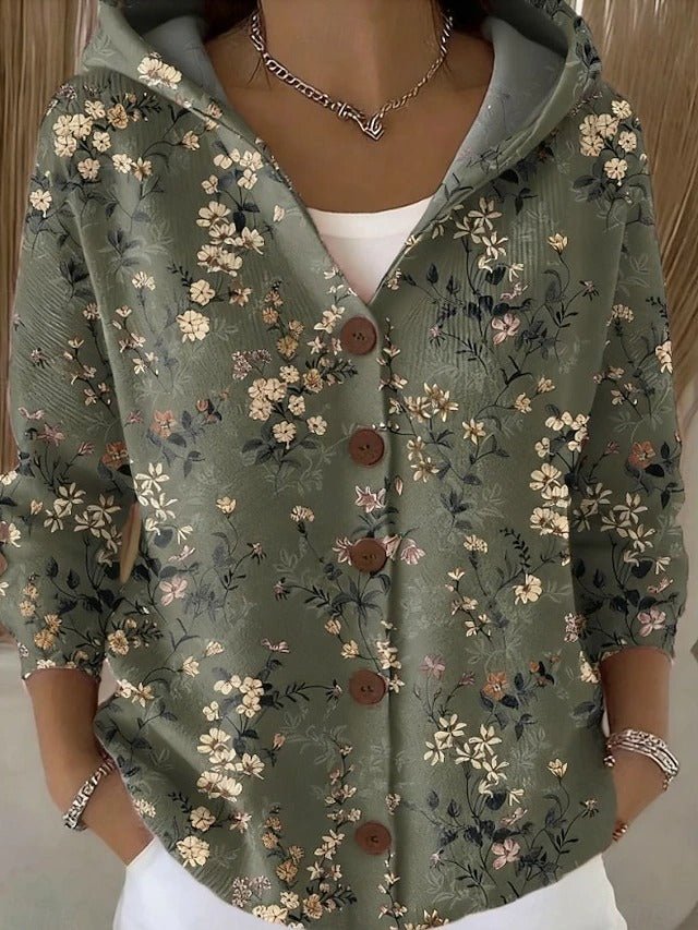 Cardigan da donna con stampa e bottoni