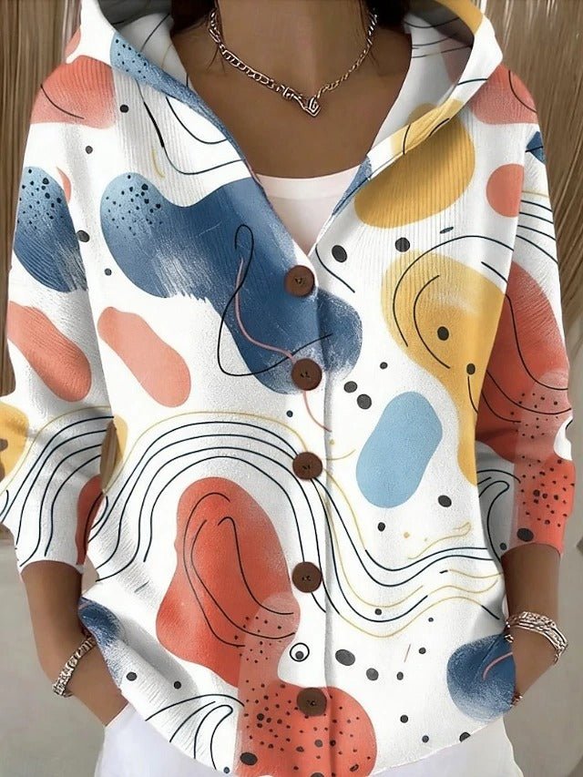 Cardigan da donna con stampa e bottoni