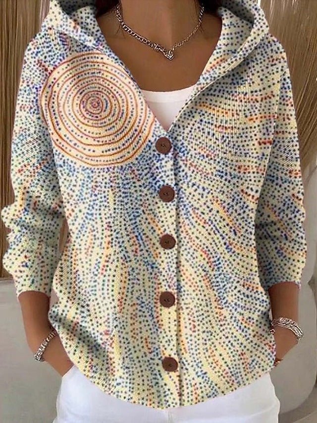 Cardigan da donna con stampa e bottoni