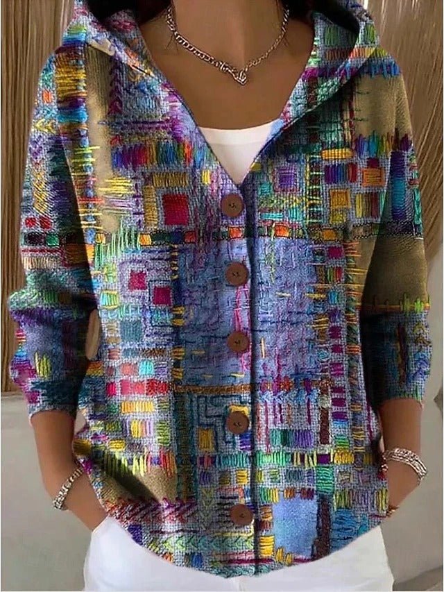 Cardigan da donna con stampa e bottoni