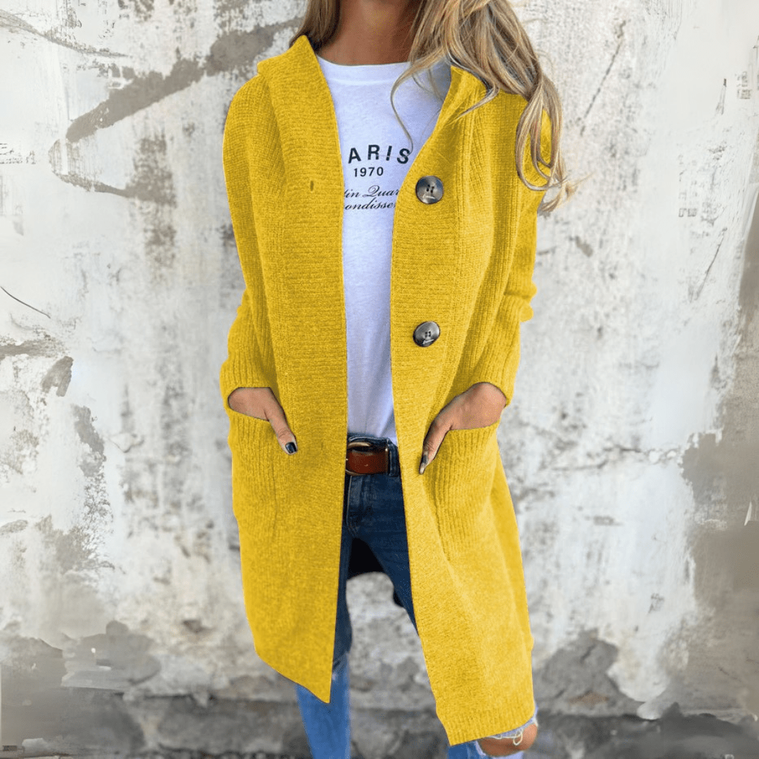 Cardigan Long Femme Boutonné Maille Décontracté avec Poches
