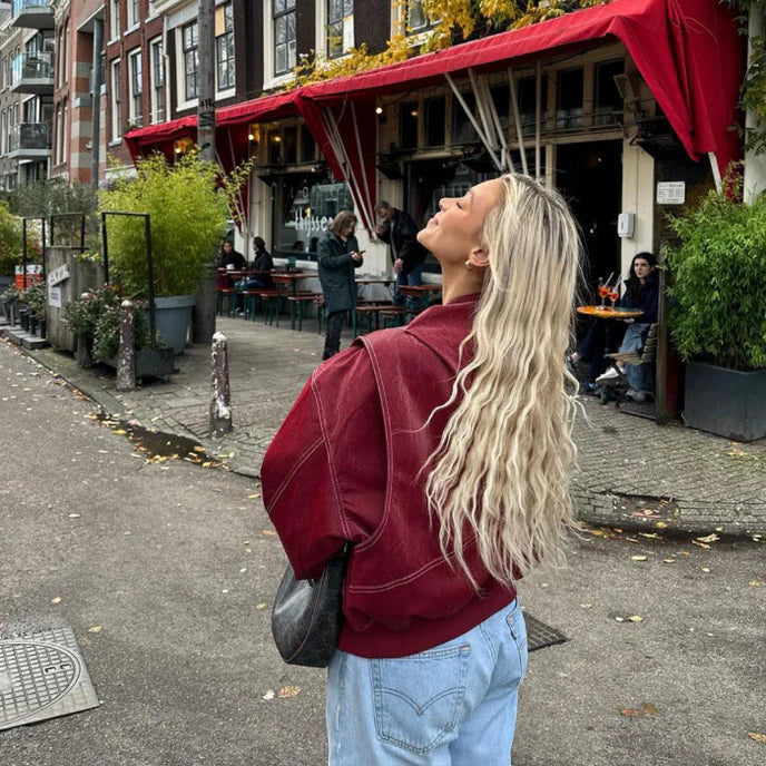Blouson Bomber Oversized Rouge pour femme