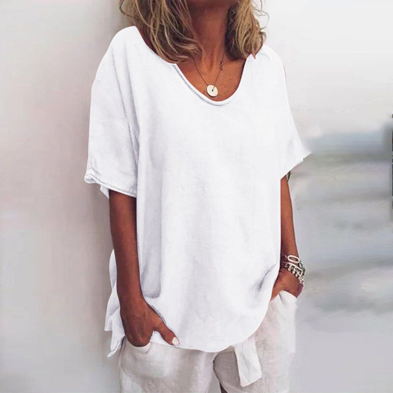 T-shirt Oversize Décontracté à Col Rond pour Femme