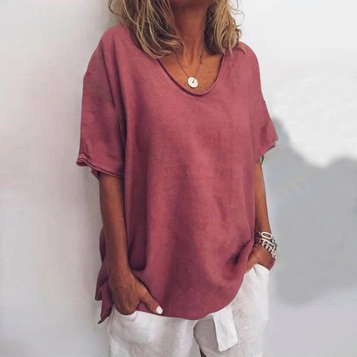 T-shirt Oversize Décontracté à Col Rond pour Femme