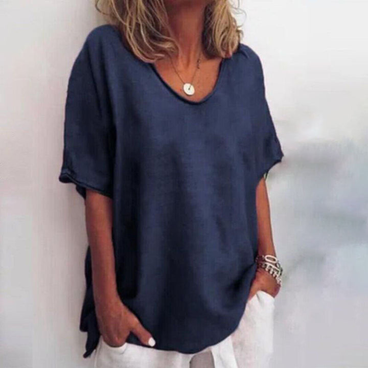 T-shirt Oversize Décontracté à Col Rond pour Femme