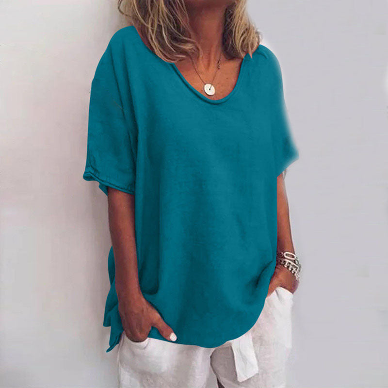 T-shirt Oversize Décontracté à Col Rond pour Femme