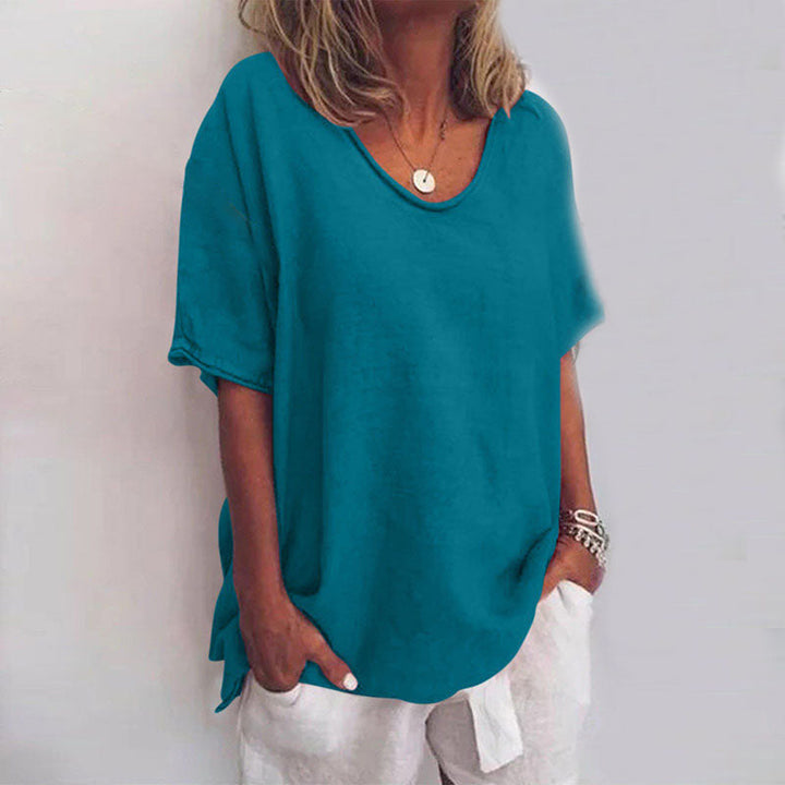 T-shirt Oversize Décontracté à Col Rond pour Femme