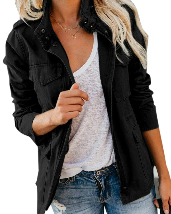 Veste utilitaire femme col montant poches