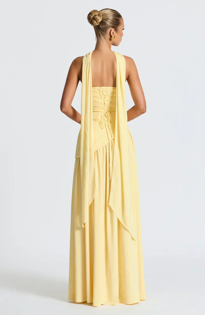 Abito Maxi Asimmetrico Donna Senza Spalline con Spacco