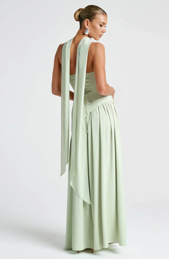 Abito Maxi Asimmetrico Donna Senza Spalline con Spacco