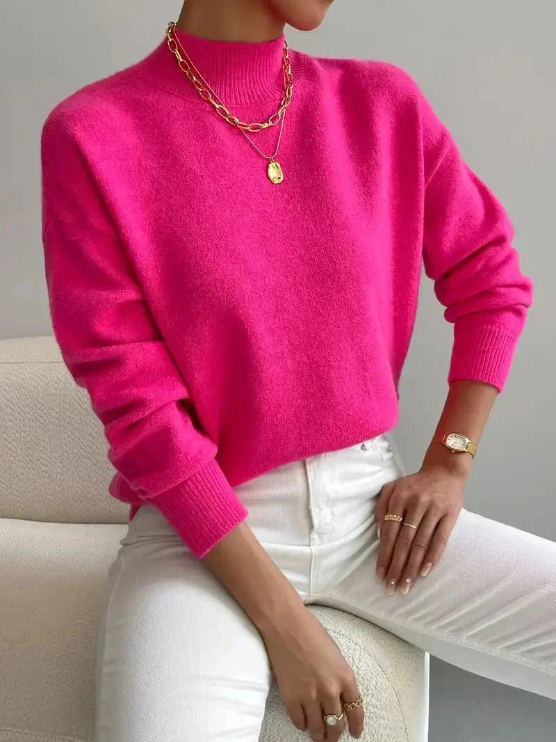 Maglione da donna classico a collo alto e maniche lunghe
