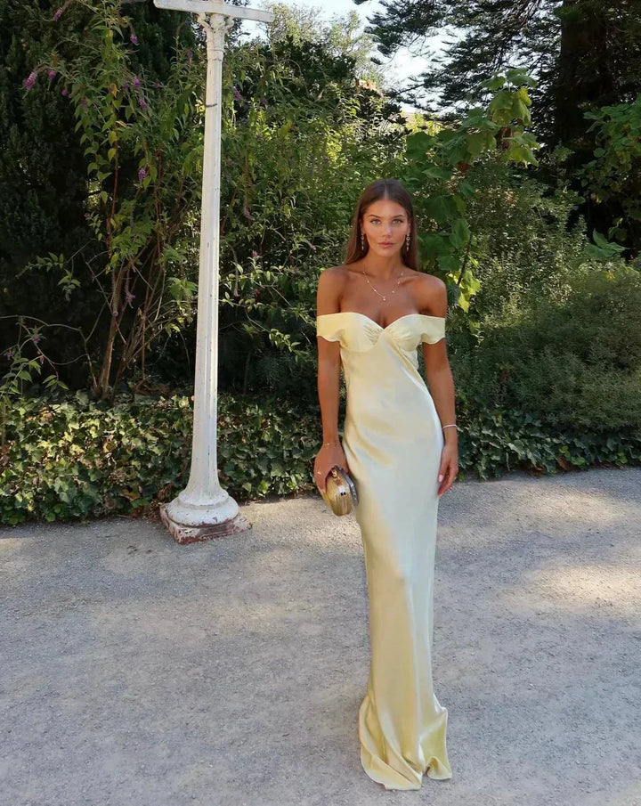 Robe Longue Femme Épaules Dénudées Élégante