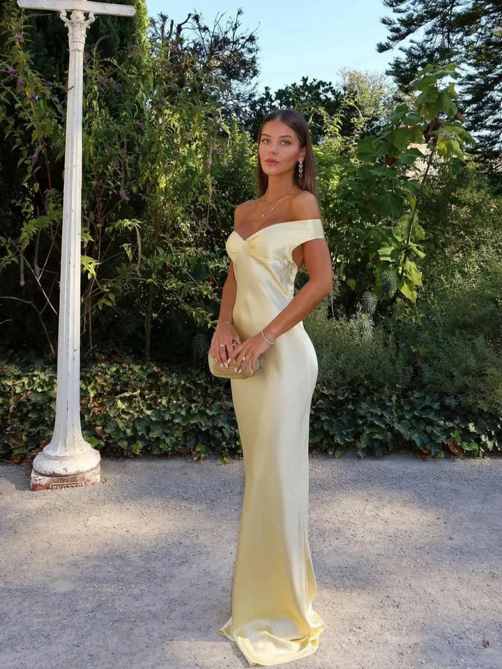 Robe Longue Femme Épaules Dénudées Élégante