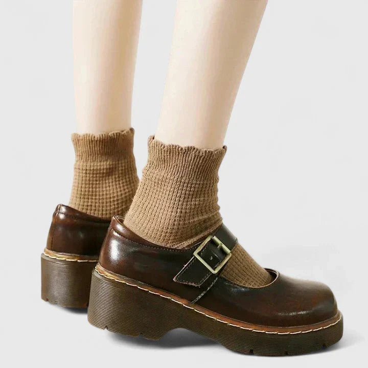 Scarpe Mary Jane da donna con plateau e tacchi spessi