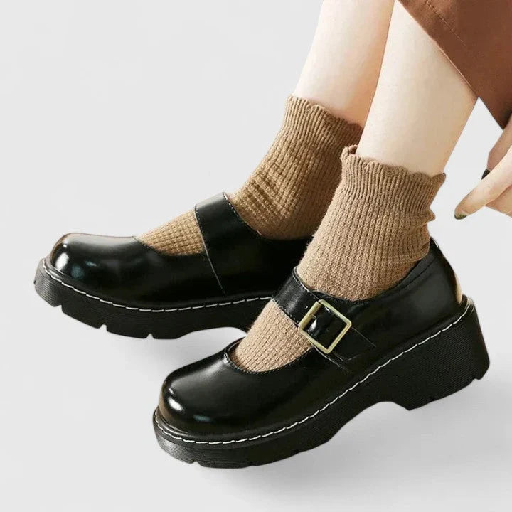 Scarpe Mary Jane da donna con plateau e tacchi spessi