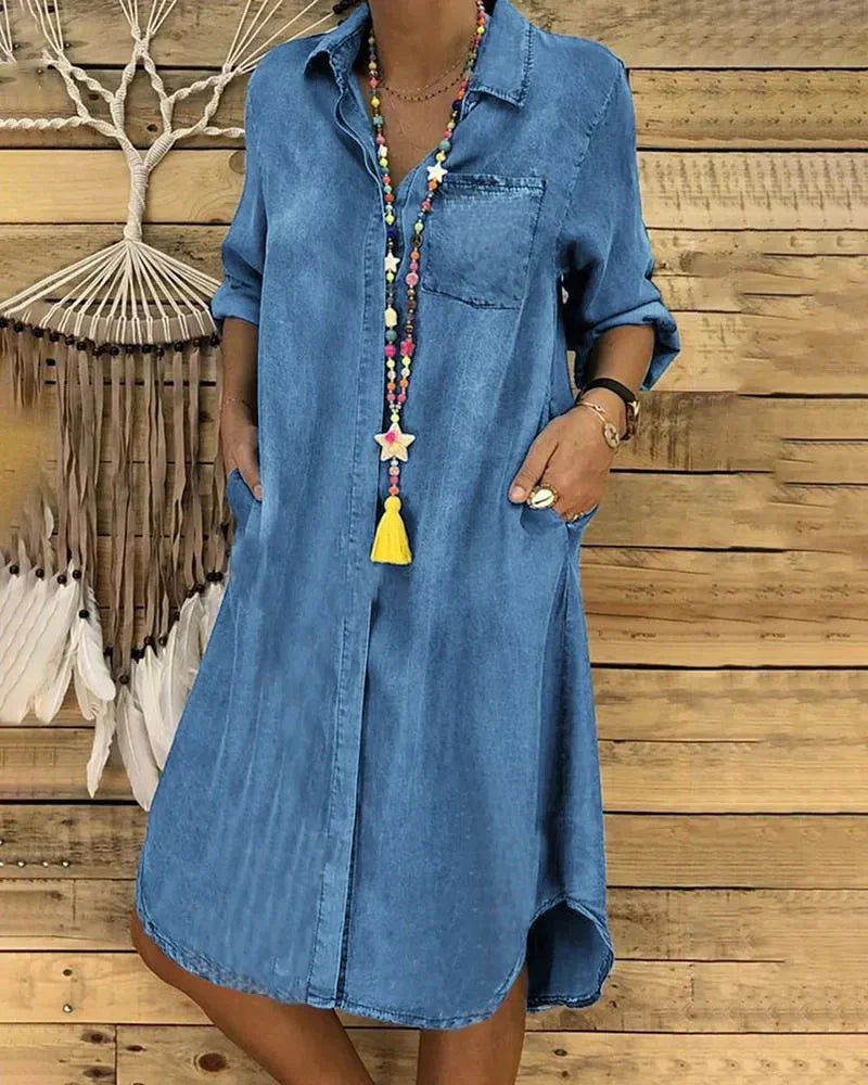 Abito chemisier in denim dalla vestibilità comoda da donna