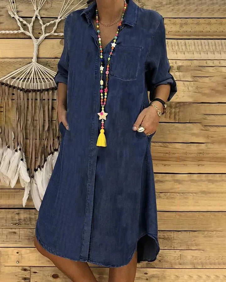 Abito chemisier in denim dalla vestibilità comoda da donna