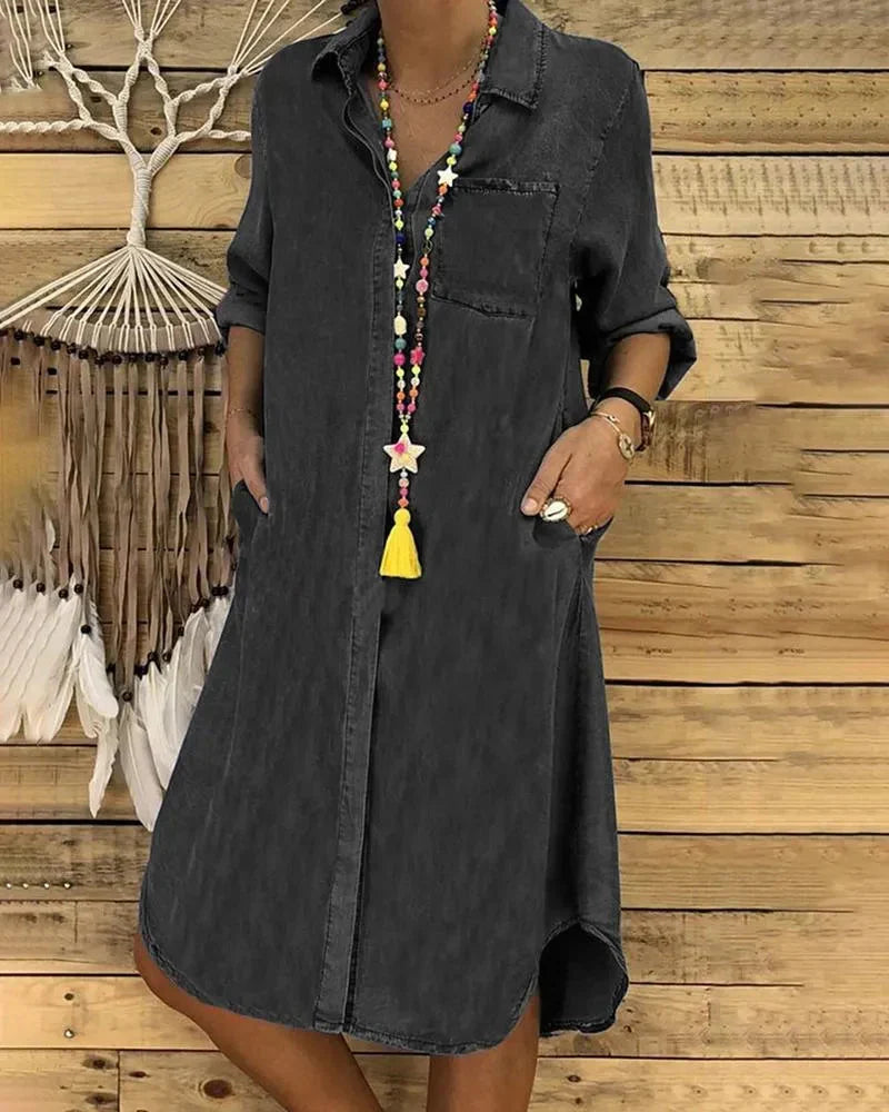 Abito chemisier in denim dalla vestibilità comoda da donna