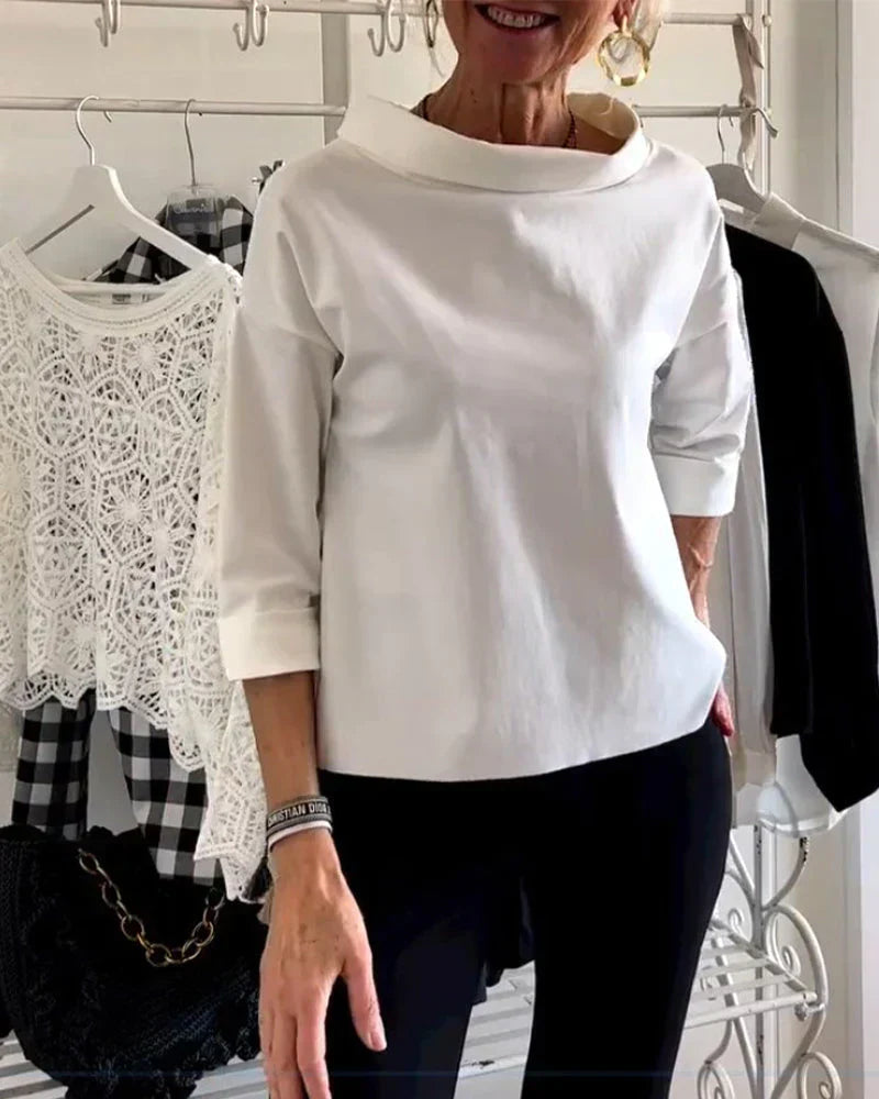 Haut Femme à Col Bateau et Manches 3/4