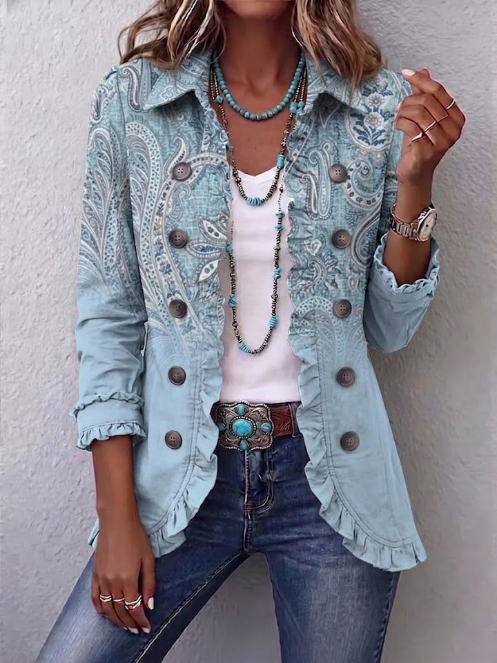 Blazer vintage da donna con volant e motivo
