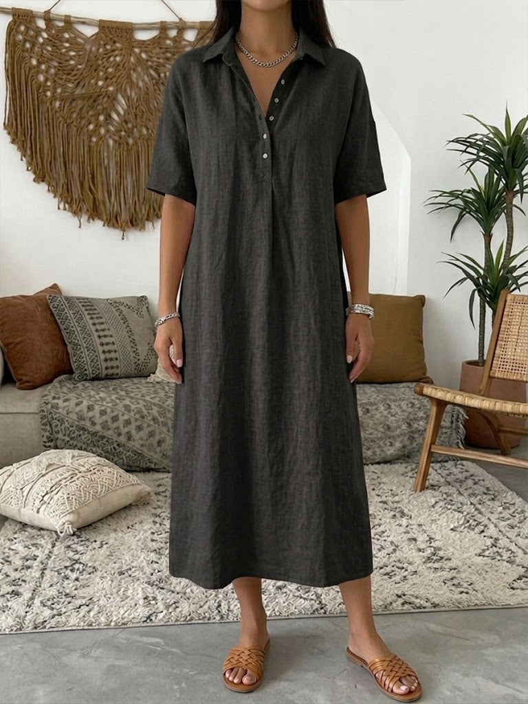 Vestido midi informal abotonado para mujer