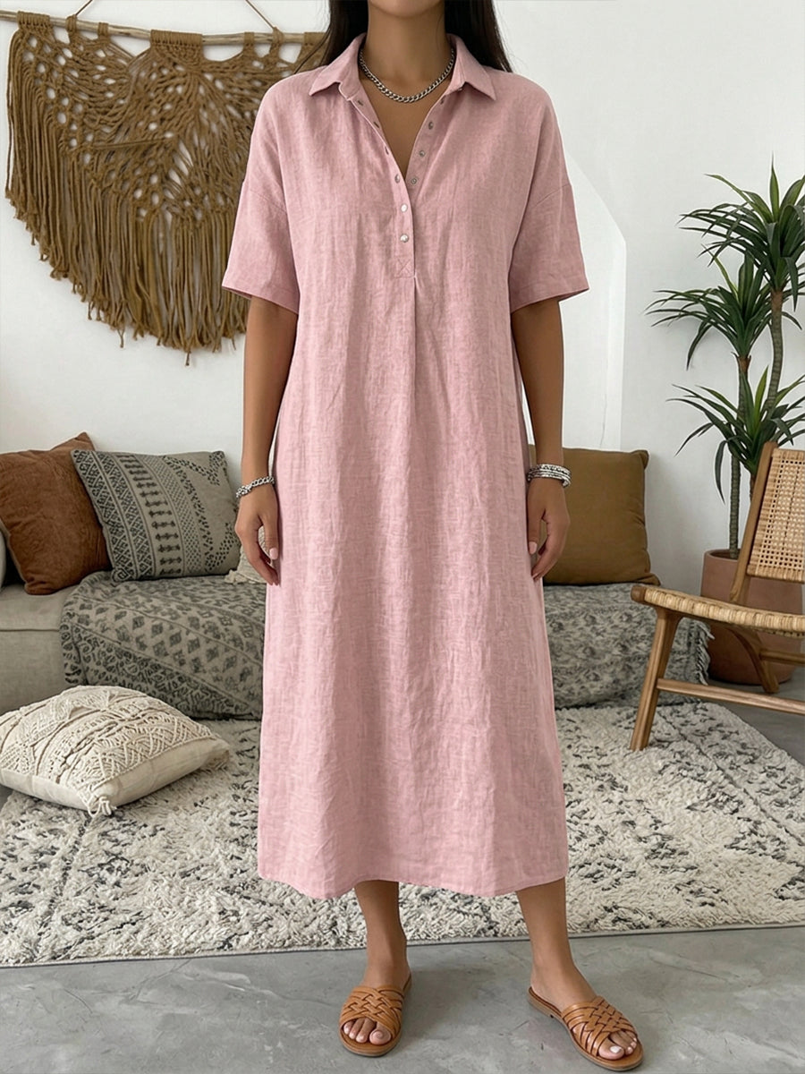 Vestido midi informal abotonado para mujer